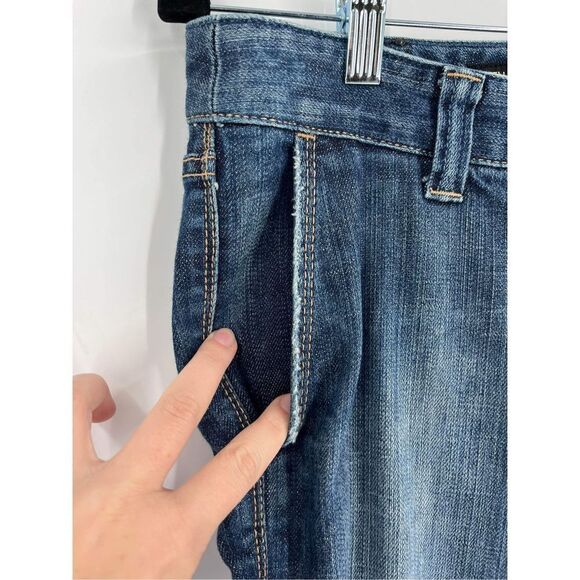 VTG Express Women's Low Rise Stella Bootleg Jeans Blue Denim Embroidered Size 6 - Picture 6 of 14